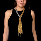 Shayea Silver & Gold Skinny Scarf Mesh Necklace