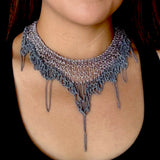Iola Mixed Silver & Matt Grey Mesh Necklace