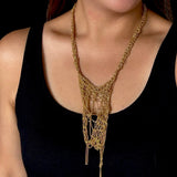 Skyla Gold Long Mesh Necklace