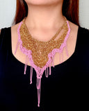 Pink & Gold Mesh Necklace