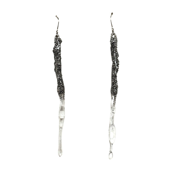 Ros Silver Icicles Mesh Earrings