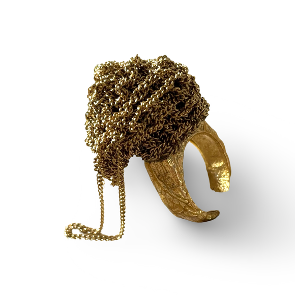 Gold Meshy Ball Ring