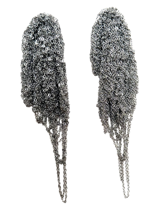 Silver Drape Mesh Earrings