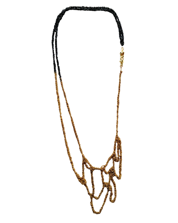 Black & Gold Layered Mesh Necklace