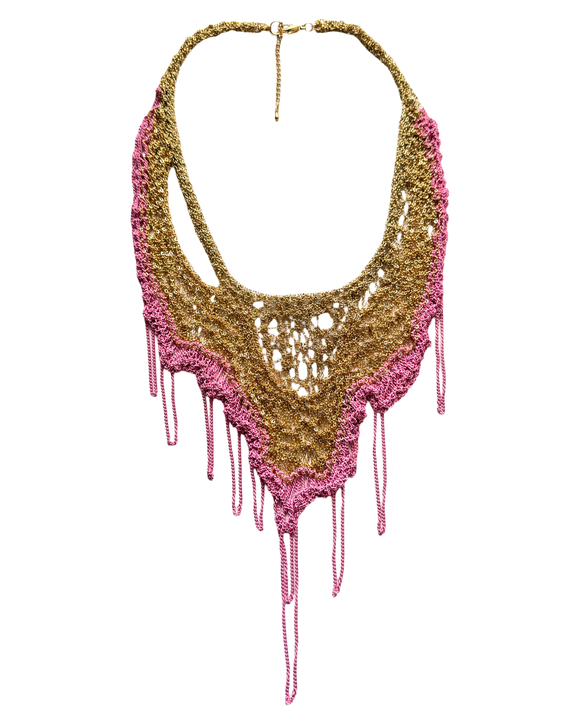 Pink & Gold Mesh Necklace