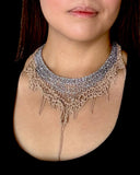Silver + Sand Trim Mesh Necklace