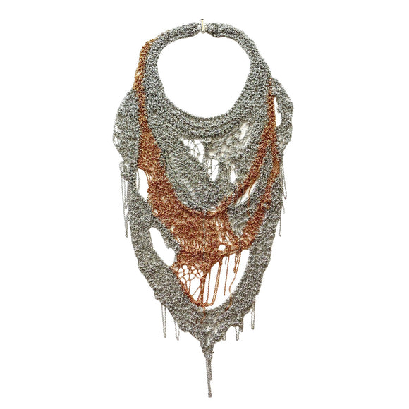 Jenma Mixed RoseGold & Sliver Large Mesh Necklace