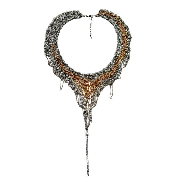 Sibbe Sliver With A Splash Of Gold Mesh Necklace