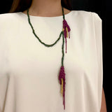 Purple Calla Lilies Long Mesh Necklace