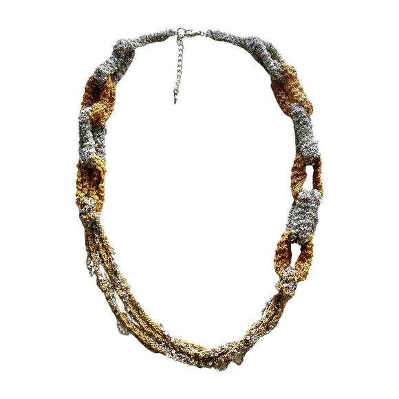 Sobia Silver & Gold Half Mesh Chain Necklace